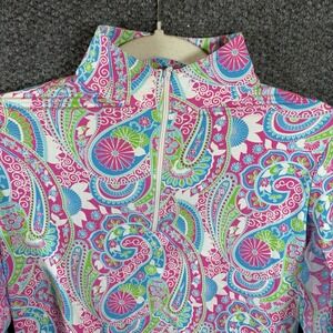 Ibkul Golf Performance Shirt Women XS Multi Gloria Hot Sheer Sleeve 1/4 Zip